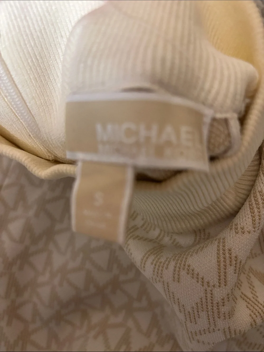 Michael Kors Cream & Beige Logo Knit Mini Dress